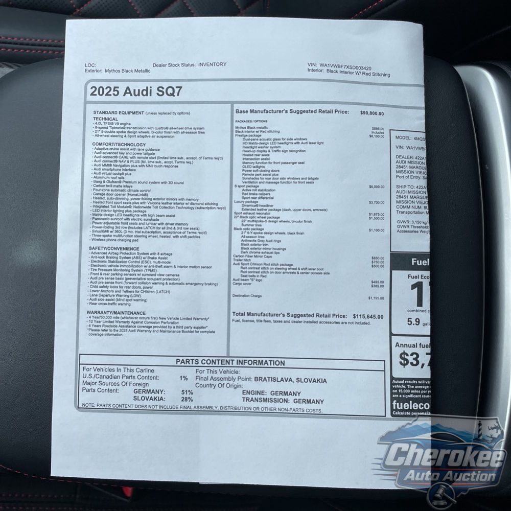 2025 Audi SQ7 Prestige